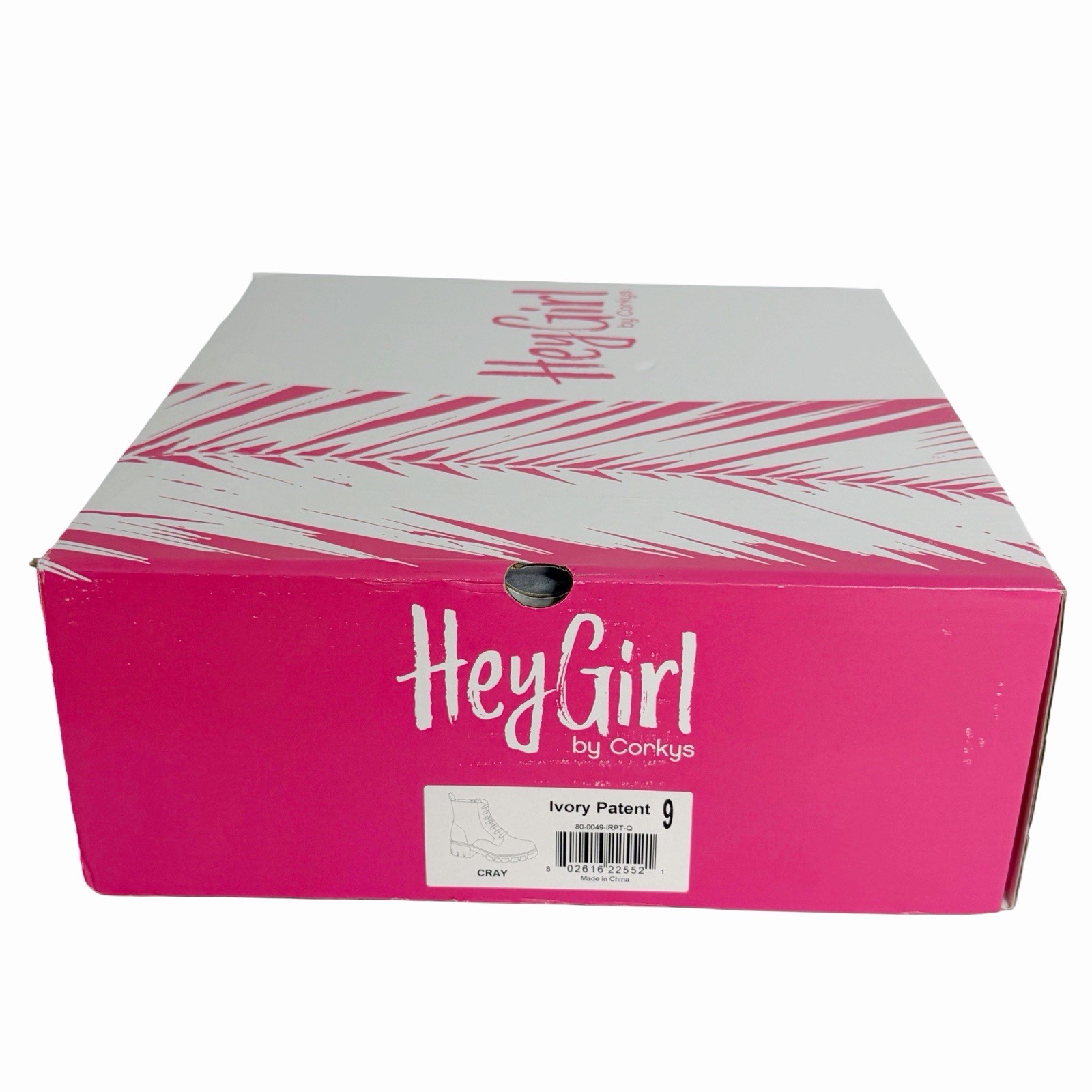 Hey Girl by Corkys Cray Combat Boots Women’s Size 9 Ivory Patent Lug Sole Zip
