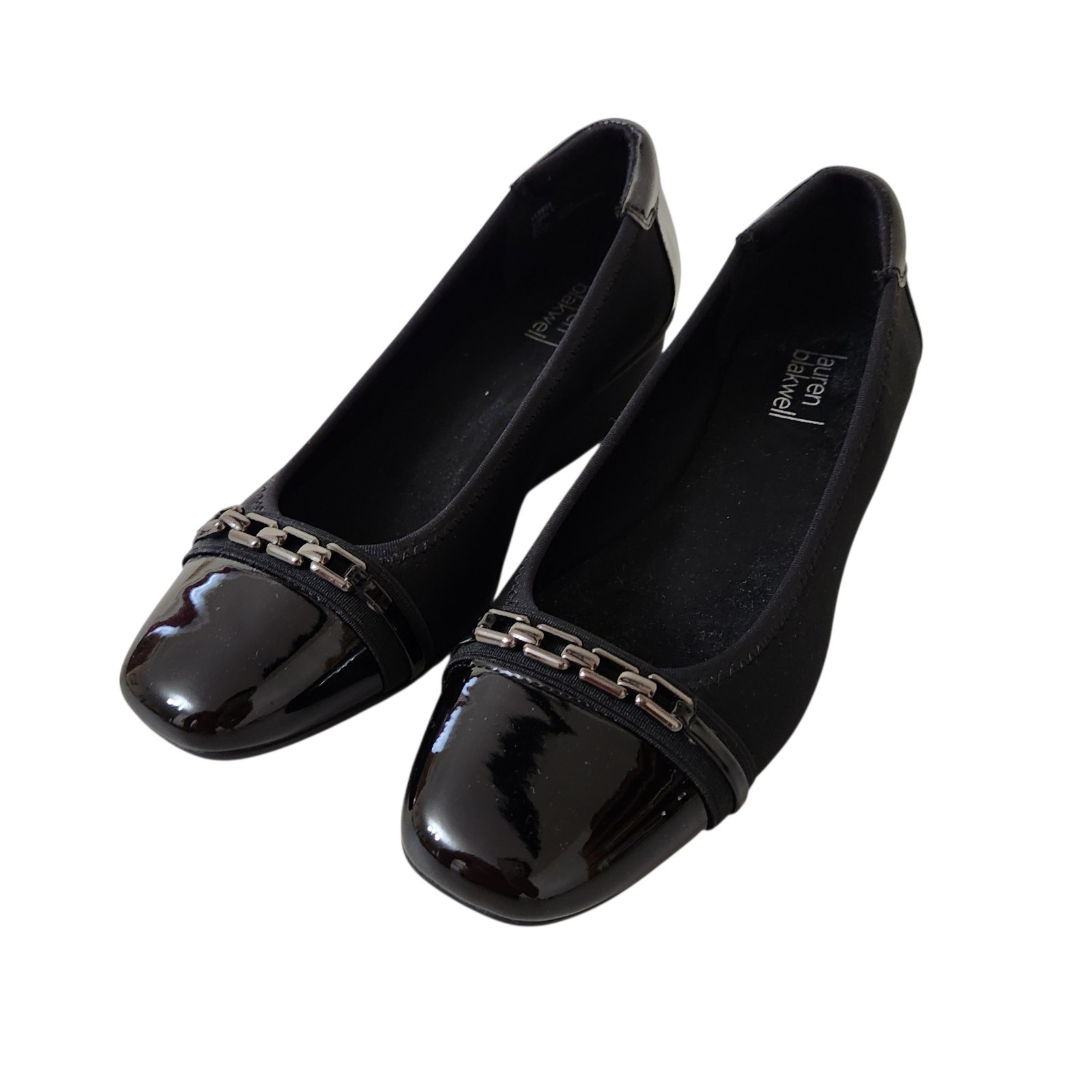 Lauren Blackwell Womens Wedge Shoes Size 8 Black Cap toe Narrow