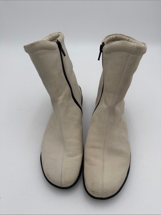 Ecco Cream Zip Mid-Calf women latex Boots 38 wool lining casual office outdoor