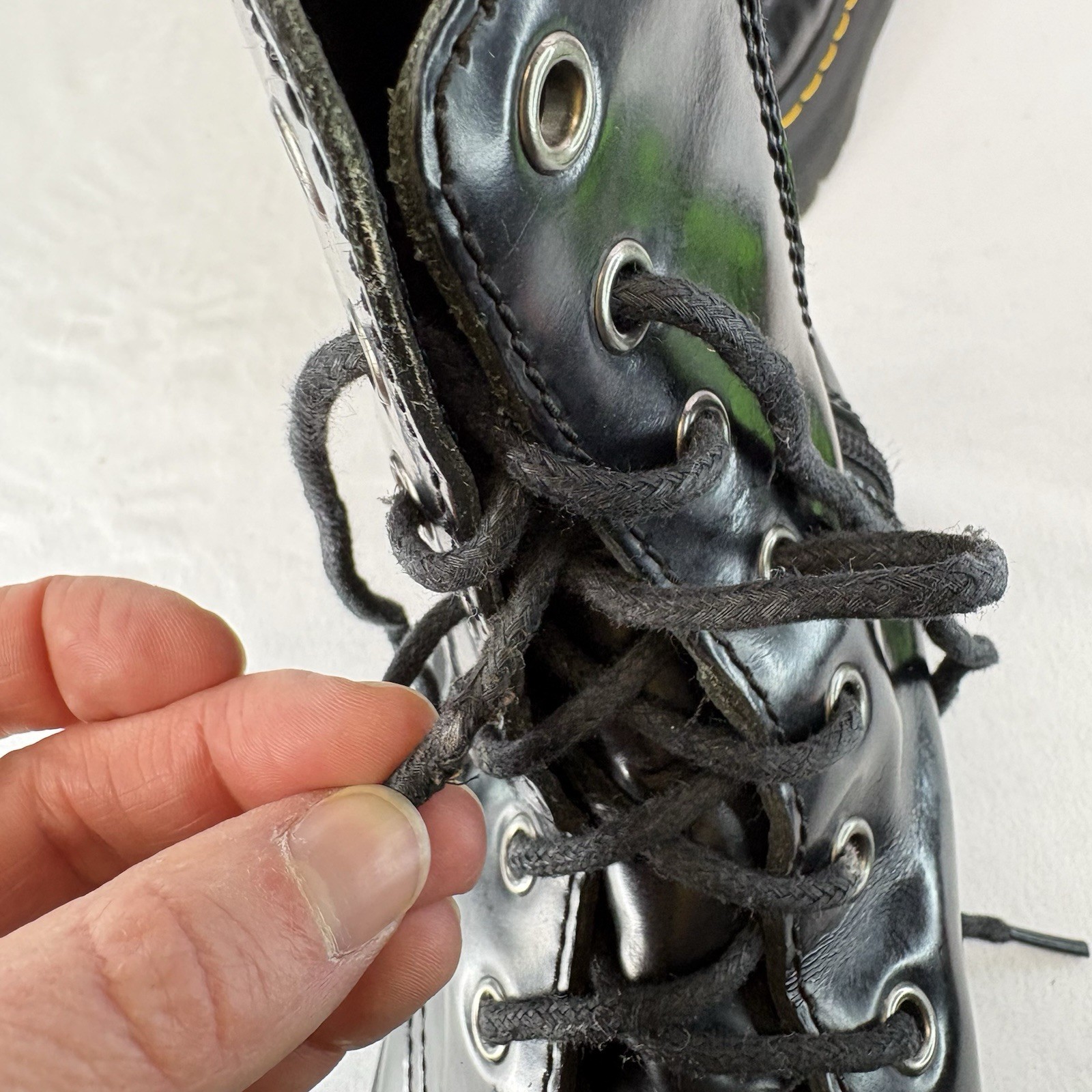 Dr. Martens Jadon Platform Leather Boot – Black Polished Smooth Size M9 – W10