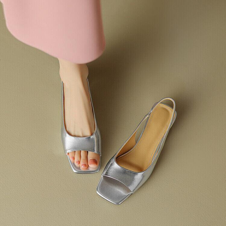 Women’s Open Toe Slingback Sandals Low Heel Summer Casual Dress Party Prom Shoes