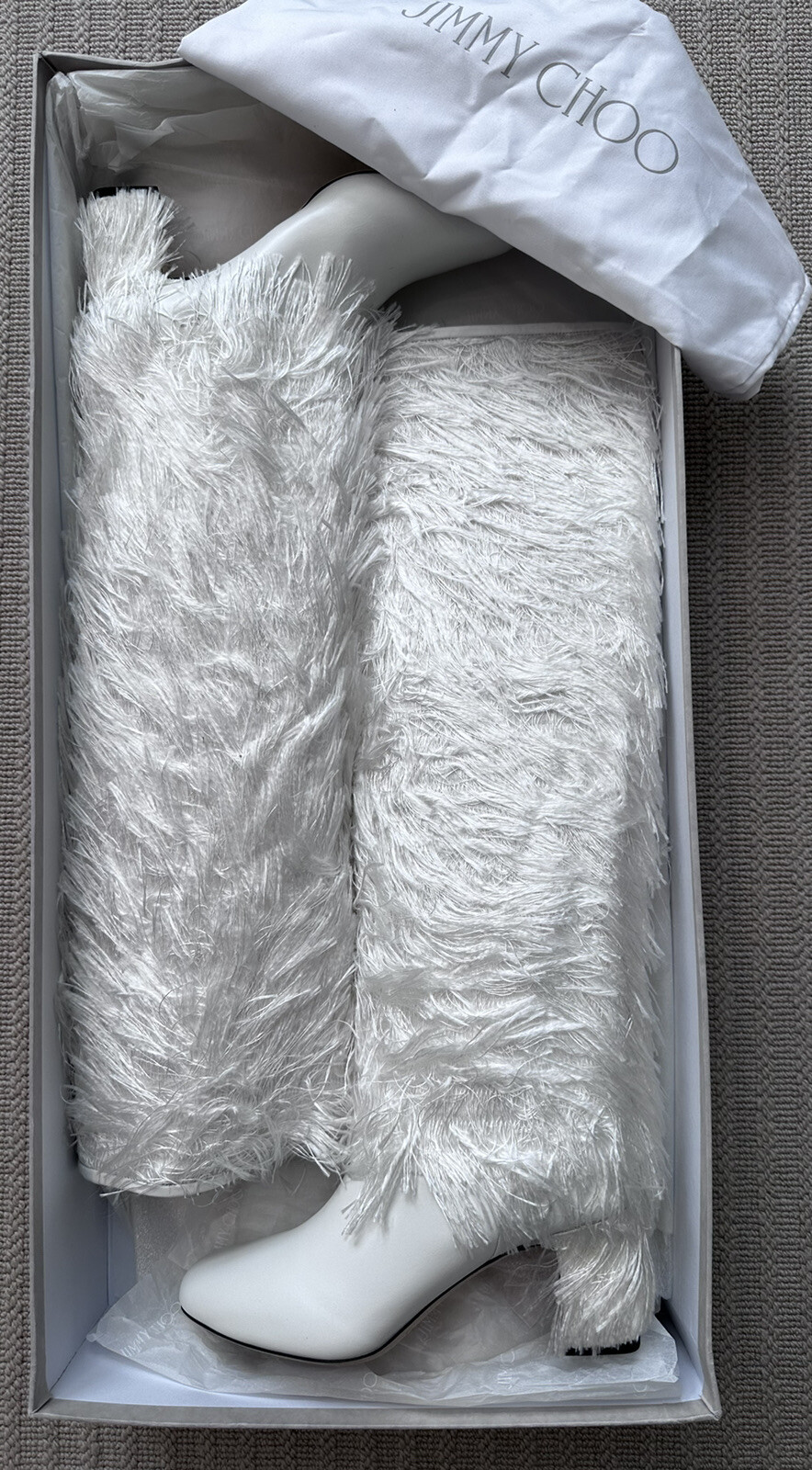 Jimmy Choo Magalie 65 White Fringed Boots Sizes 36.5 / 37 NEW WITH BOX