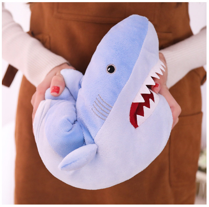 Plush Shark Slippers Soft Cozy And Warmth Slippers Cartoon Cute Couple Slippers