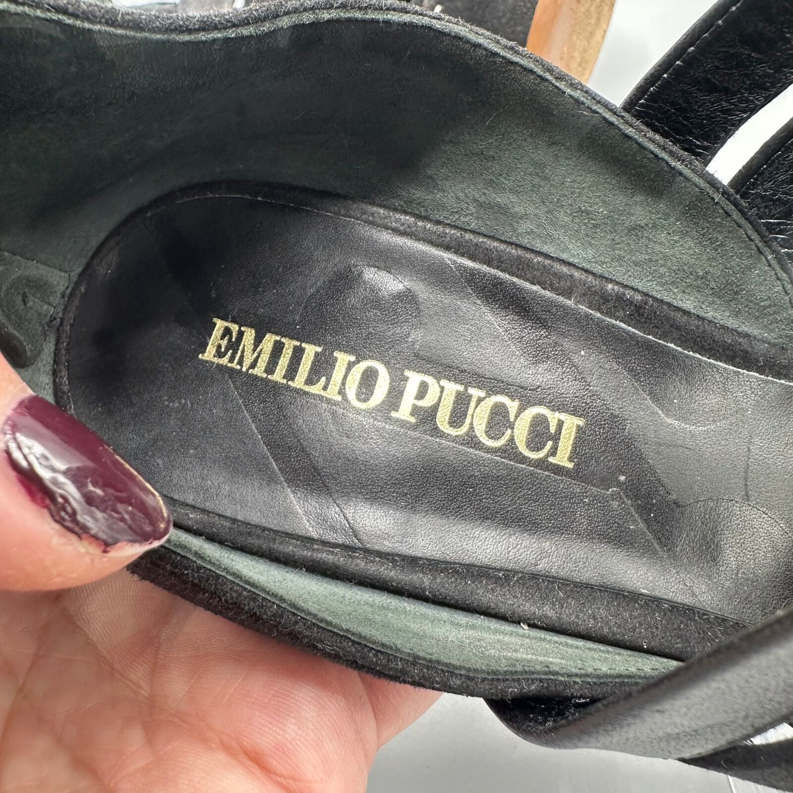 Emilio Pucci Platform Caged Heels Size 39 9 US Suede Leather Designer Strappy