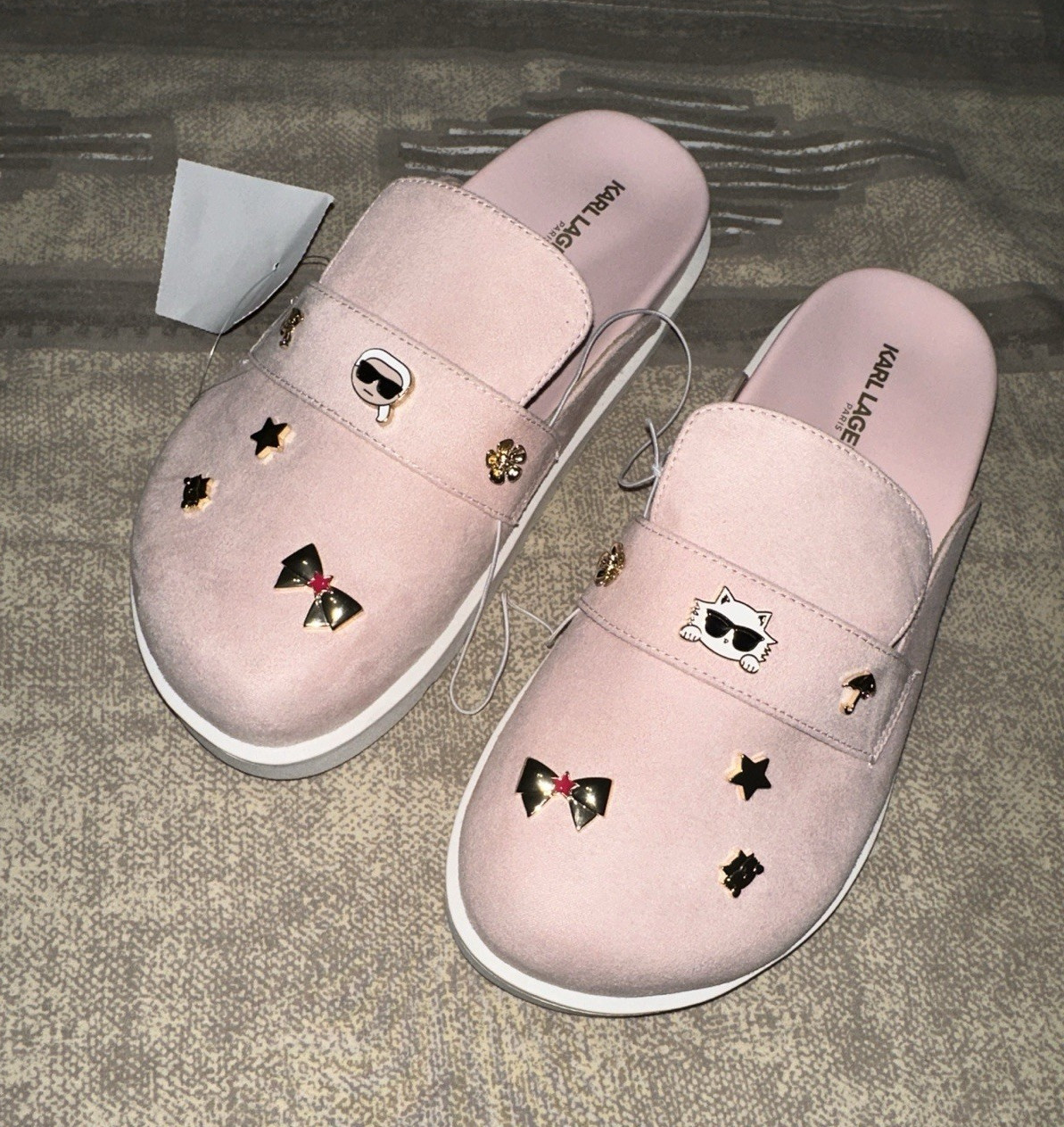 KARL LAGERFELD PARIS Isley Macaron II Pink Slide Slippers Women’s 7M Closed Toe