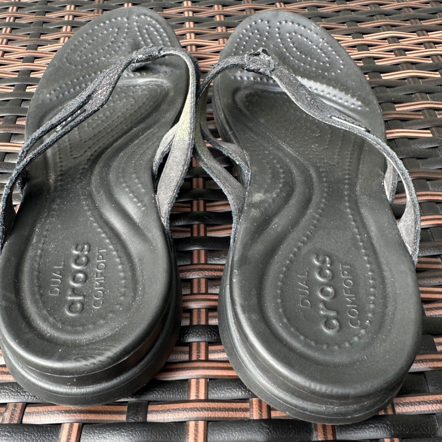Crocs Monterey Strappy Wedge Sandals Black Dual Comfort Womens Size 10 206304