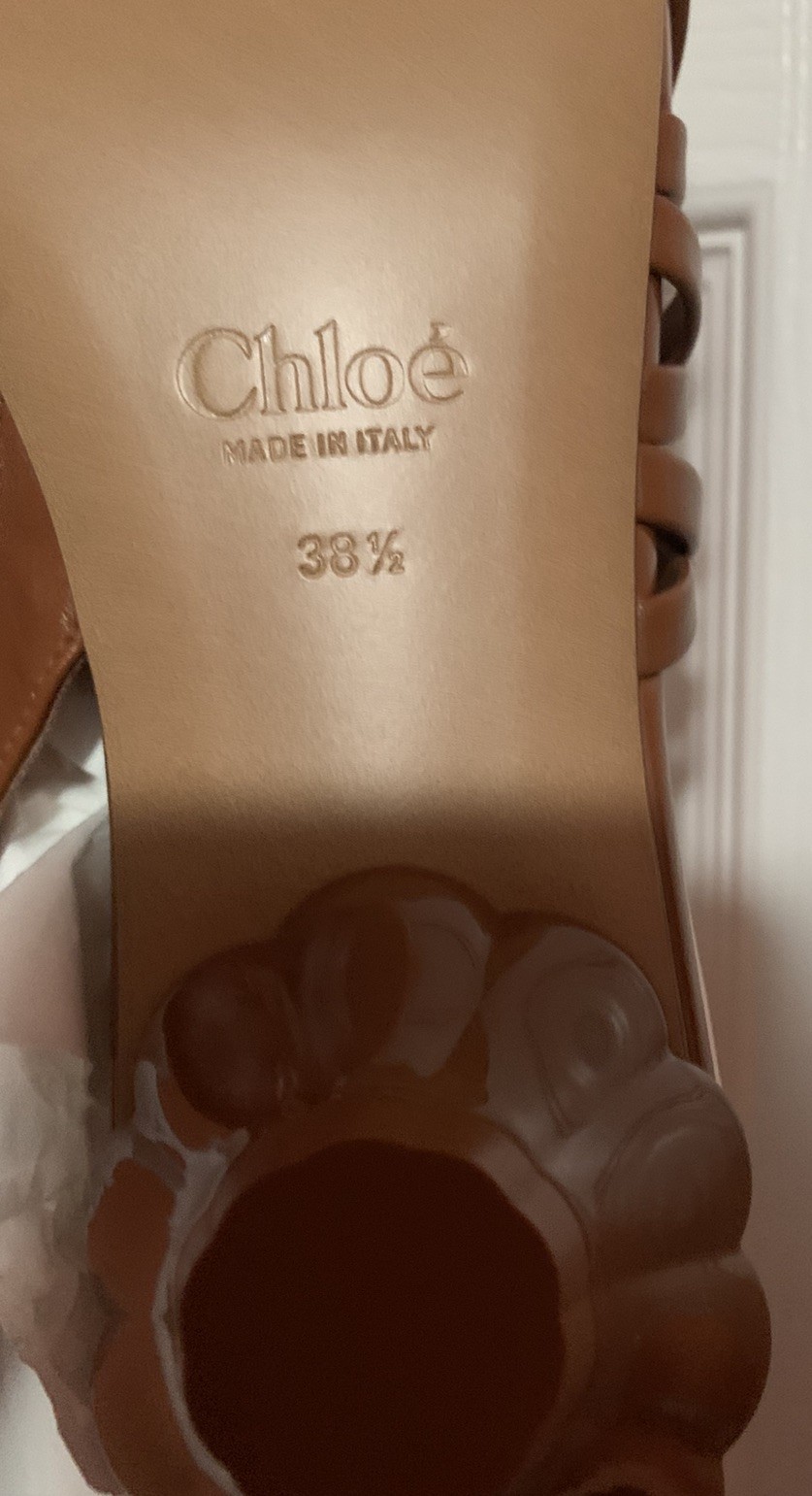 Chloe ESTRA SANDAL Terracotta Brown Sz 38.5 Eu Sz 8 Us Women’s
