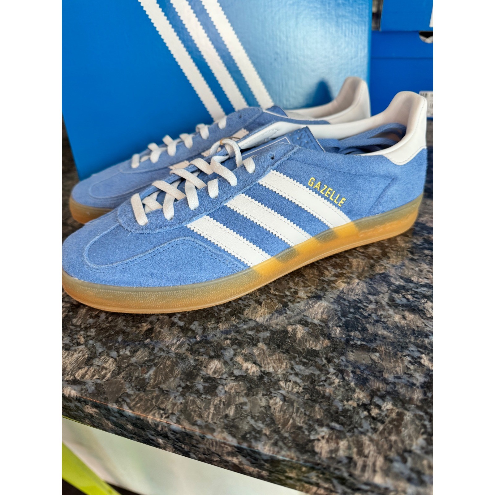 Adidas Gazelle Indoor W Blue Fusion Cloud White Suede Sneakers HQ8717 Womens 10