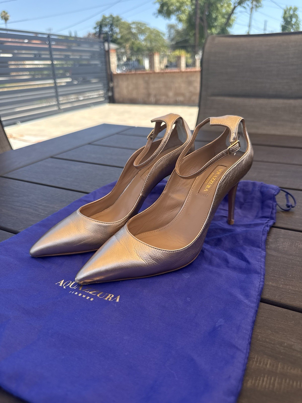 Aquazurra Gold Leather Heels