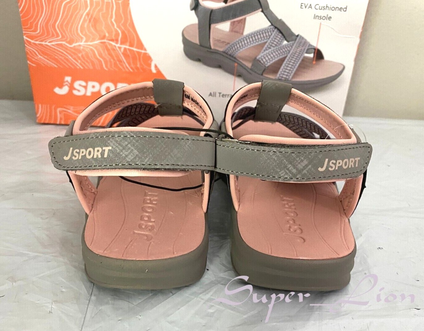 NEW JSport Women’s KAIA Adjustable Strap Sports Sandal – PICK SIZE – Grey/Pink