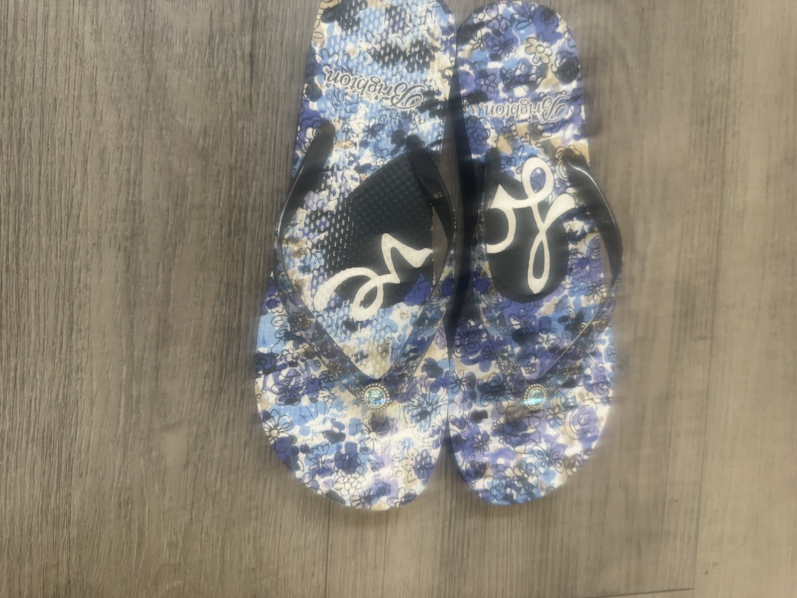 Brighton – Dahlia Flip Flops Size 8 Blue/white Love On Sole