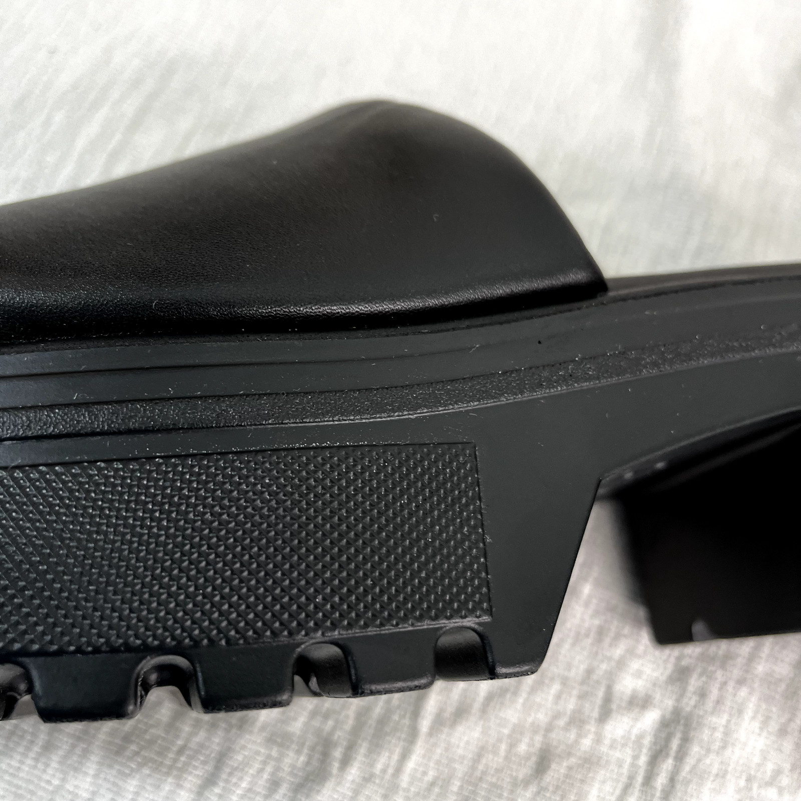Leather Black Padded Lug Sole Platform Slide Sz 10 Womens Chunky Punk Grunge NEW