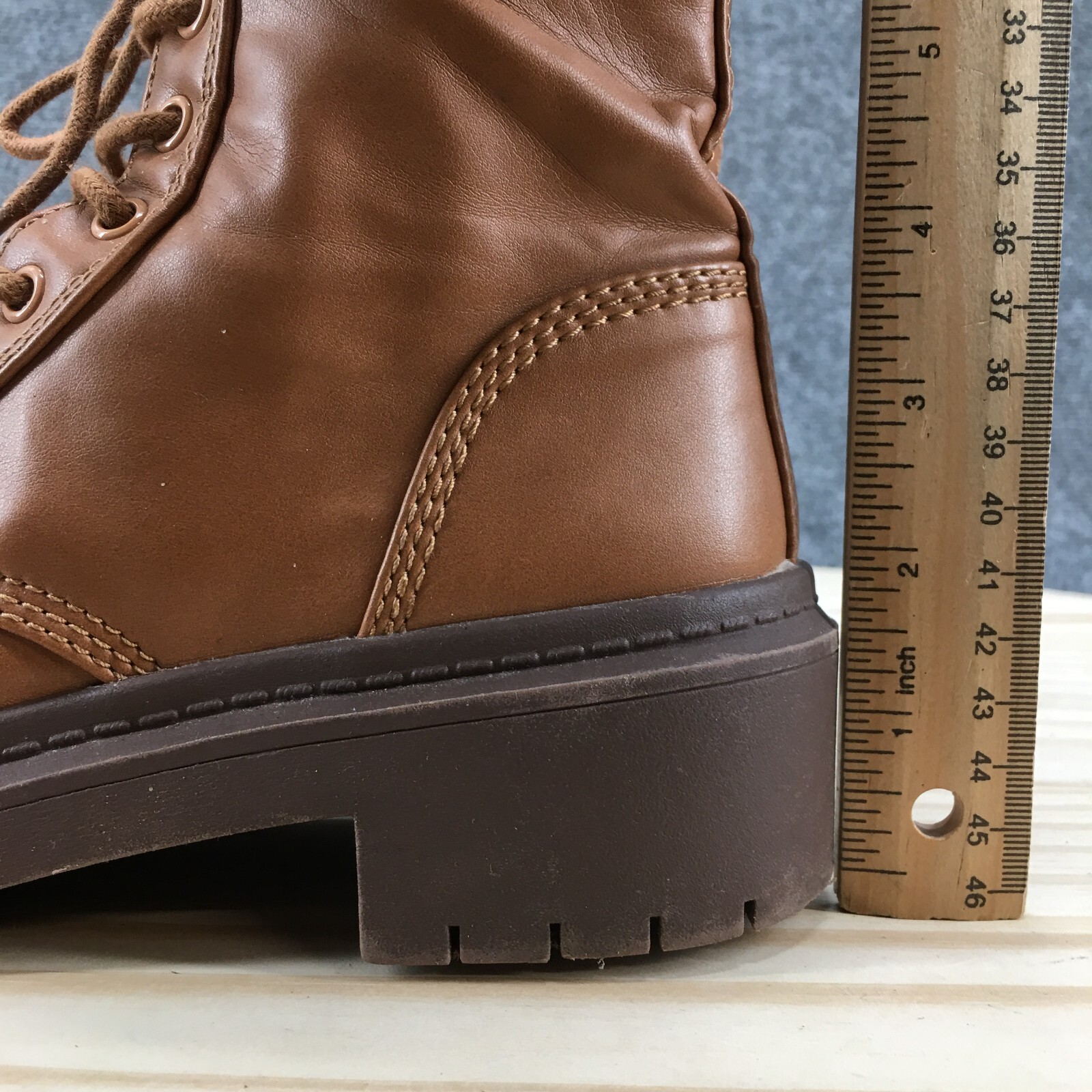 Aldo Boots Womens 6.5 Goer Cap Toe Lugsole Bootie Brown Faux Leather Heels