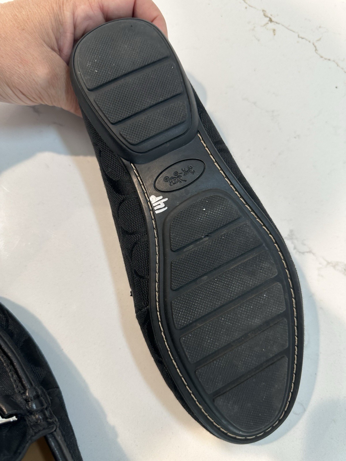 Coach Felisha Signature Jacquard Loafers Black C Silver Tone Accents 8 1/2 A2134