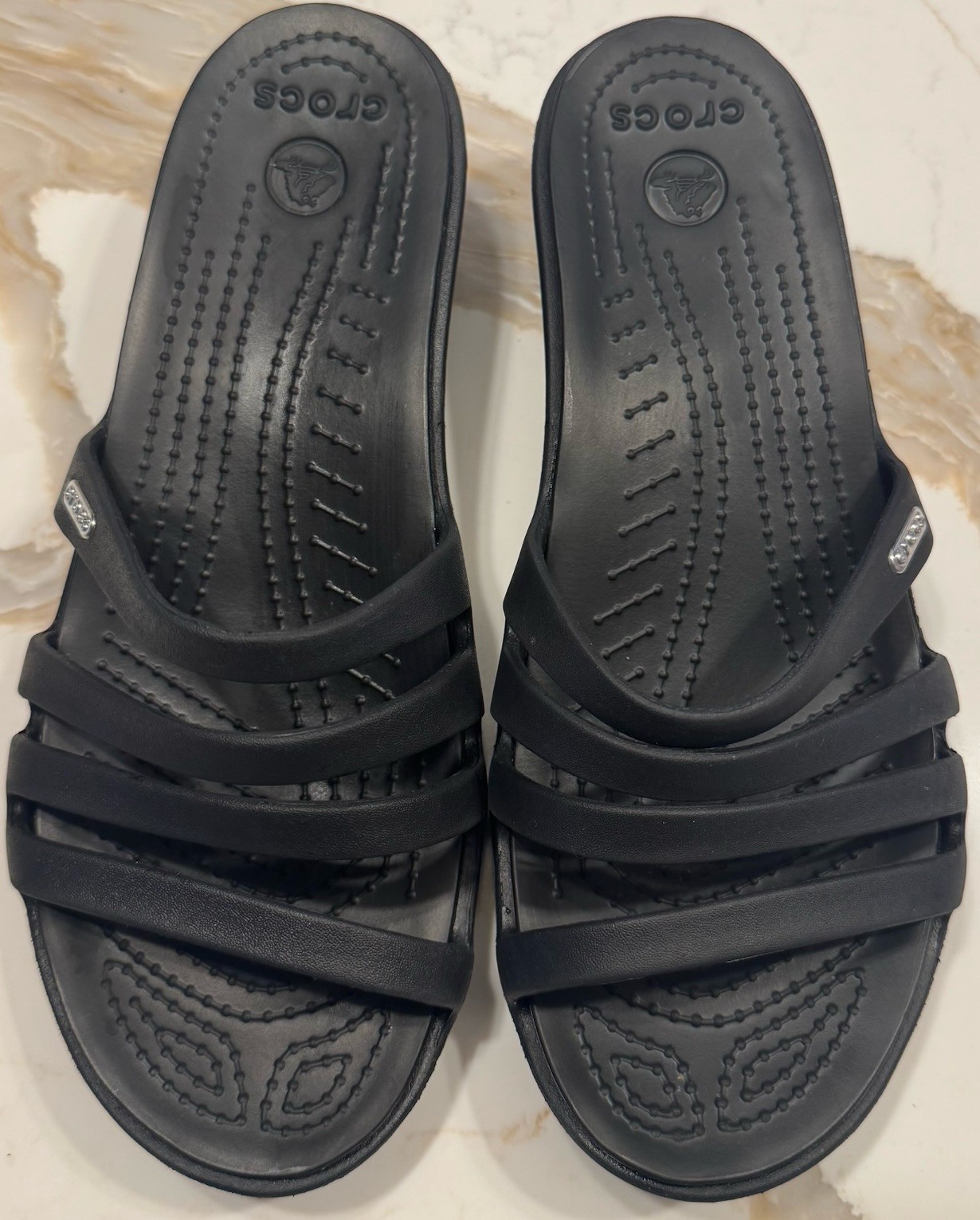 Crocs Rhonda Wedge Slide Sandals Women’s Size 9 Black Comfort Lightweight