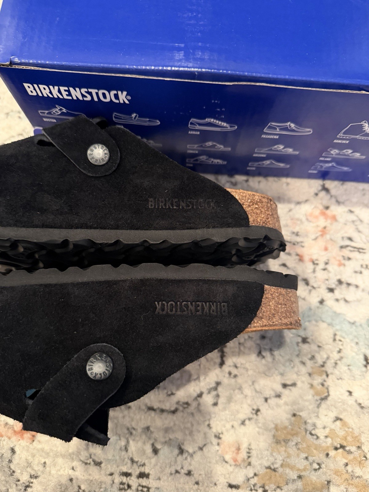 Birkenstock Boston Soft Footbed Black Suede Size 40
