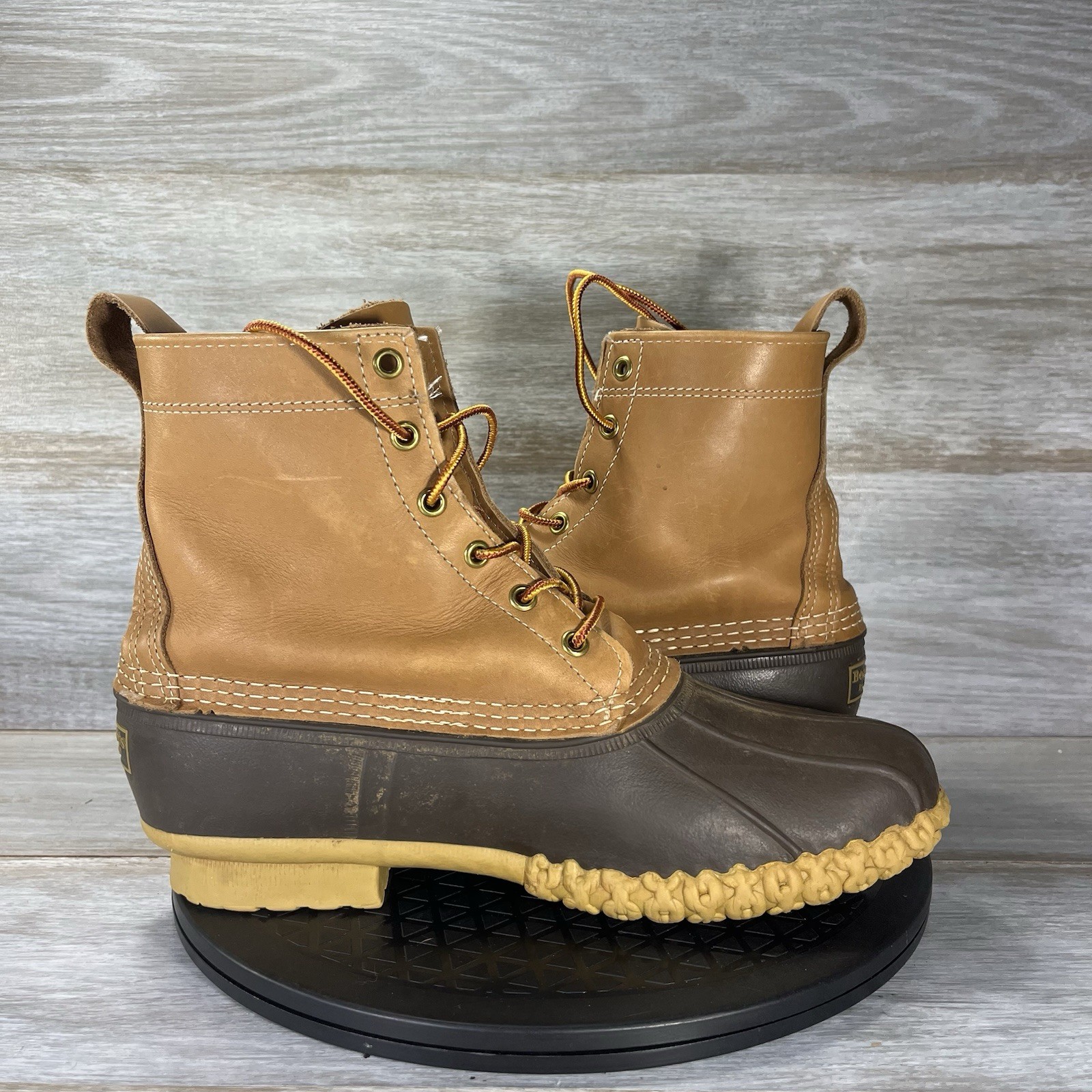 L.L. Bean Women 8″ Waterproof Brown Leather Duck Boots Size 9 Made in Maine USA