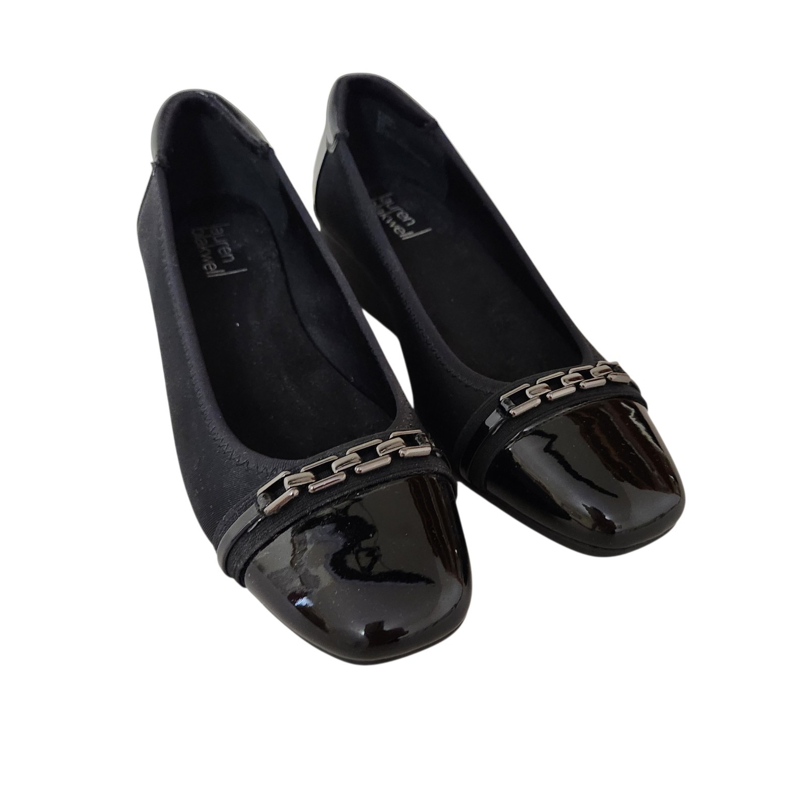 Lauren Blackwell Womens Wedge Shoes Size 8 Black Cap toe Narrow