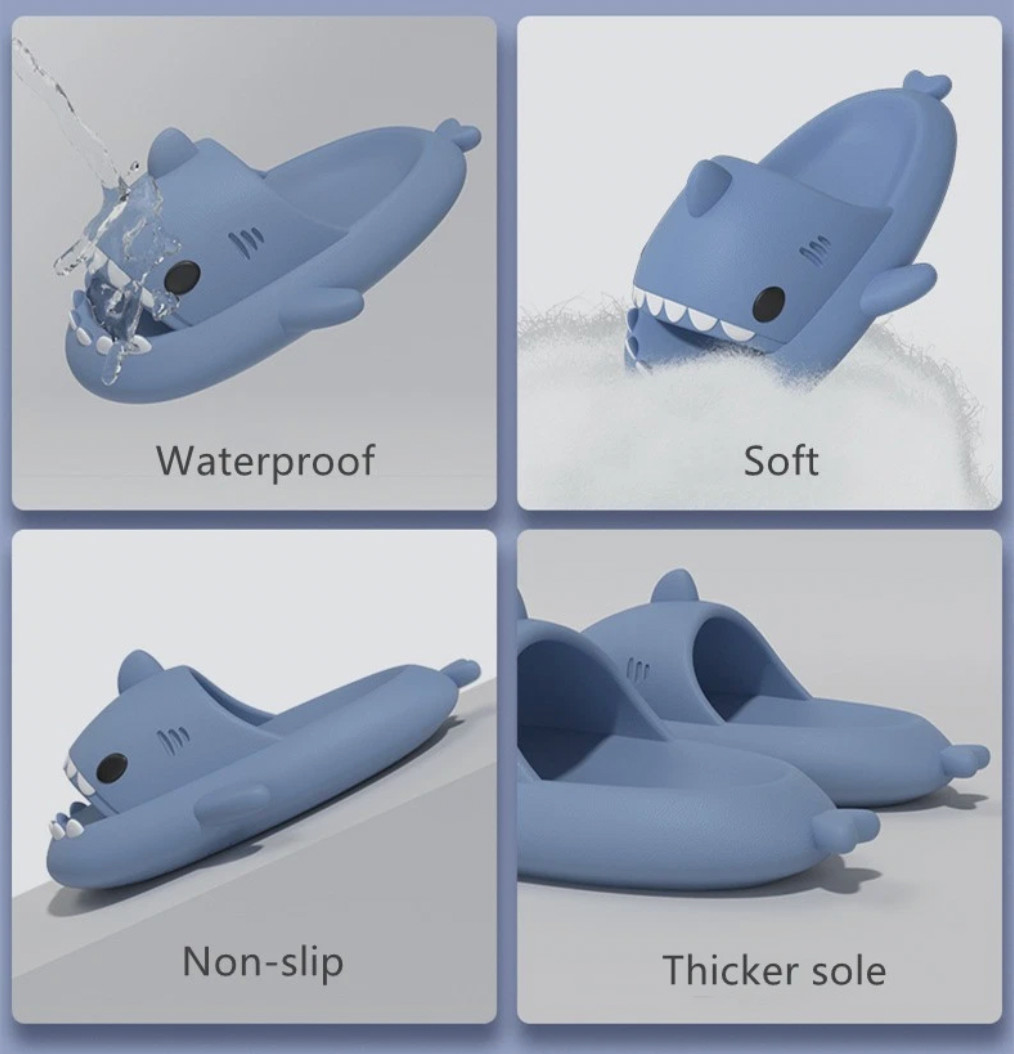 Cartoon Shark Slippers Women/Men – Green