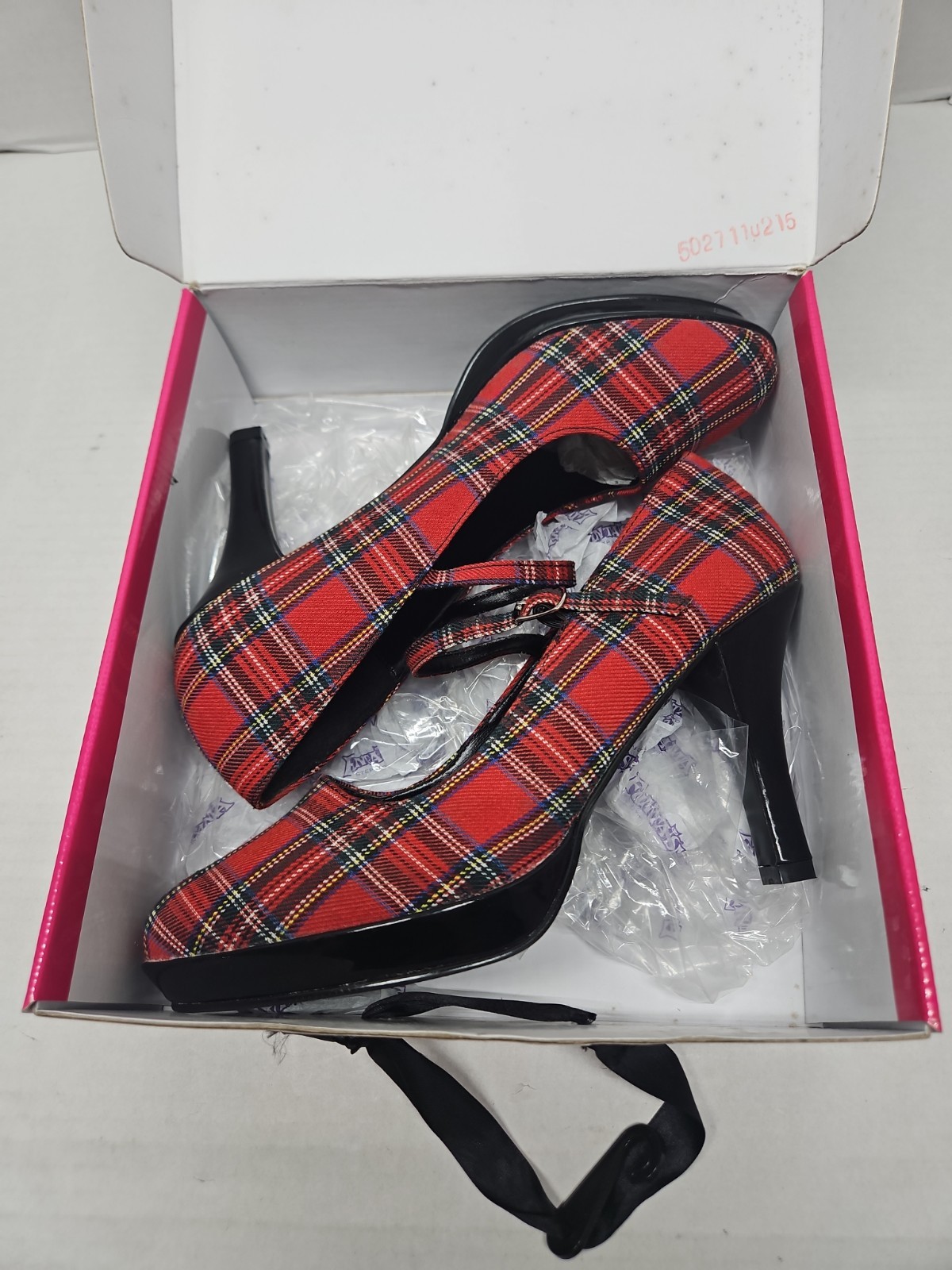 The Funtasma by Pleaser College-04 Pump red plaid New Old STOCK IN BOX Size 11