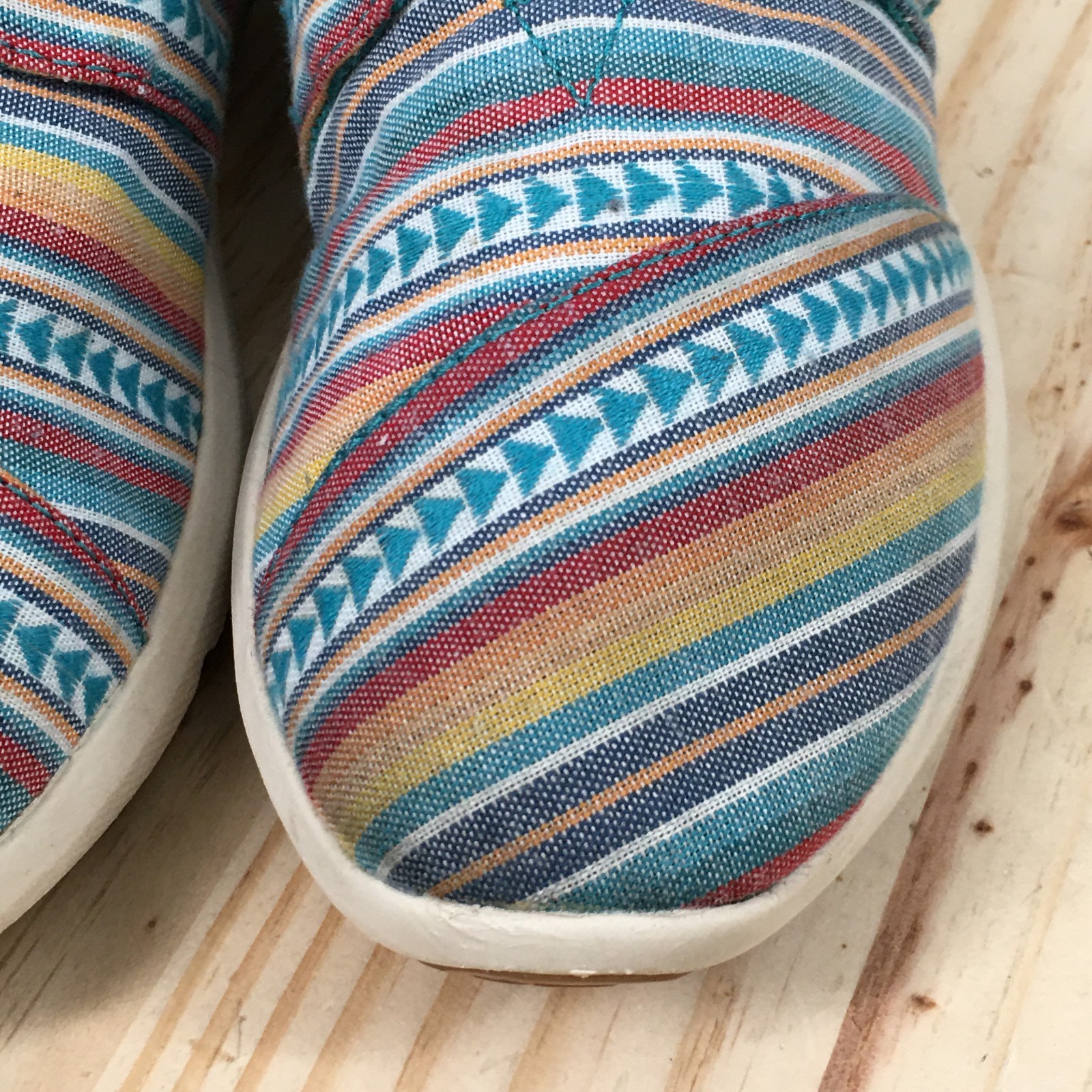 TOMS Shoes Womens 8 Del Rey Striped Casual Lace Up Sneakers Blue Multicolor