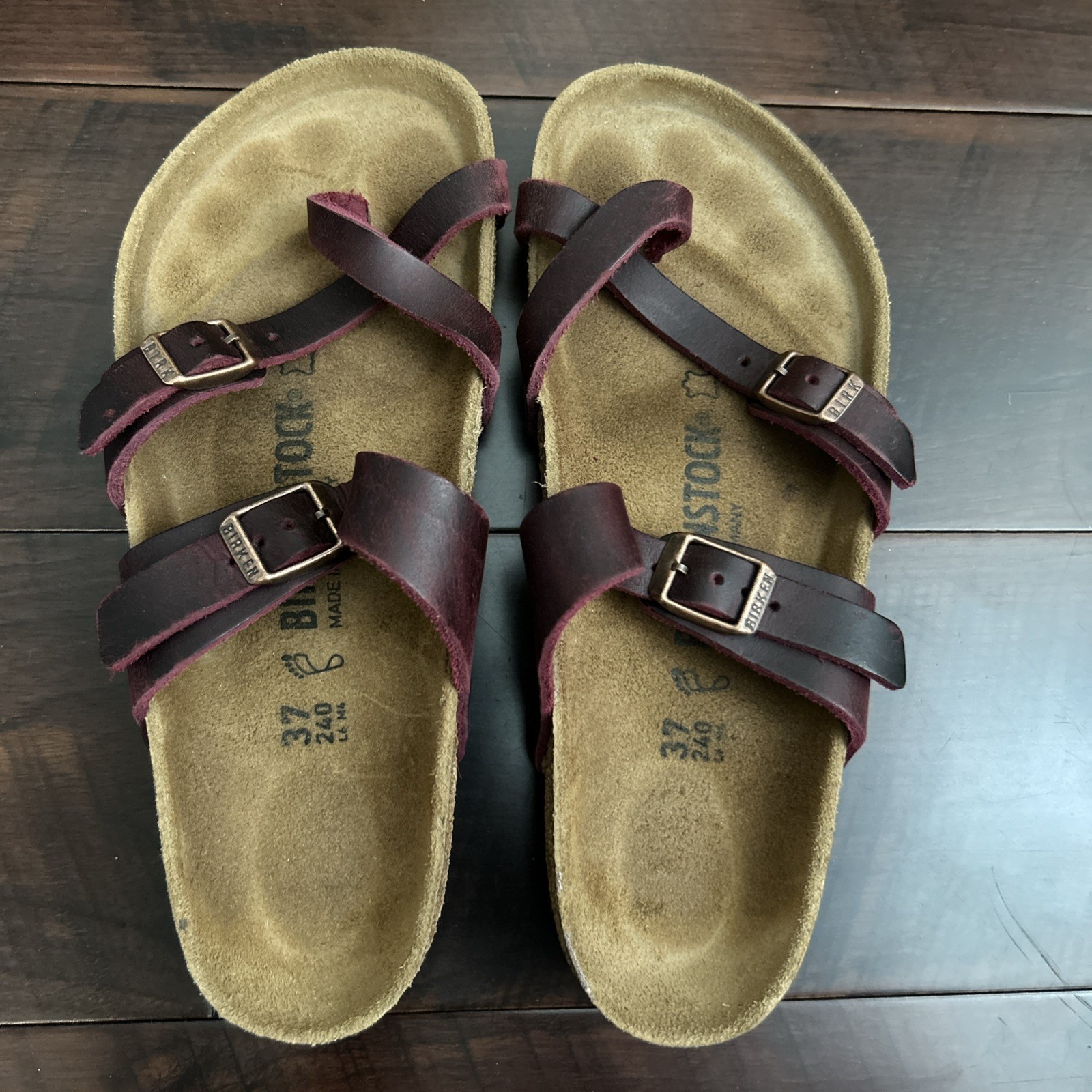 Birkenstock 37 Mayari 100% Oiled Leather Women’s Sandals Zinfandel GORGEOUS!