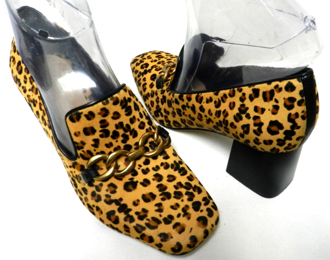Via Spiga pony hair fur leather animal leopard block heels pumps NEW Size Sz 8
