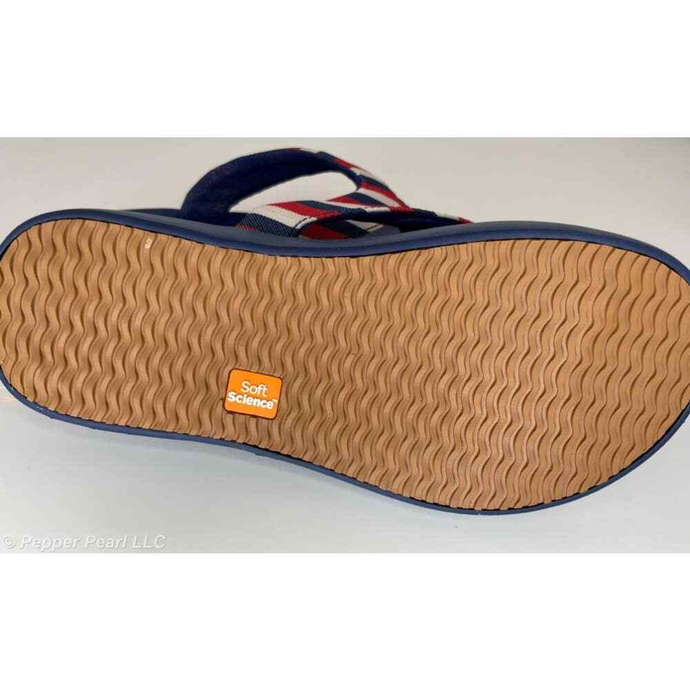 Flip Flop Thong Sandal Women’s Size 8 Blue Red White Stripe Soft Science Foam