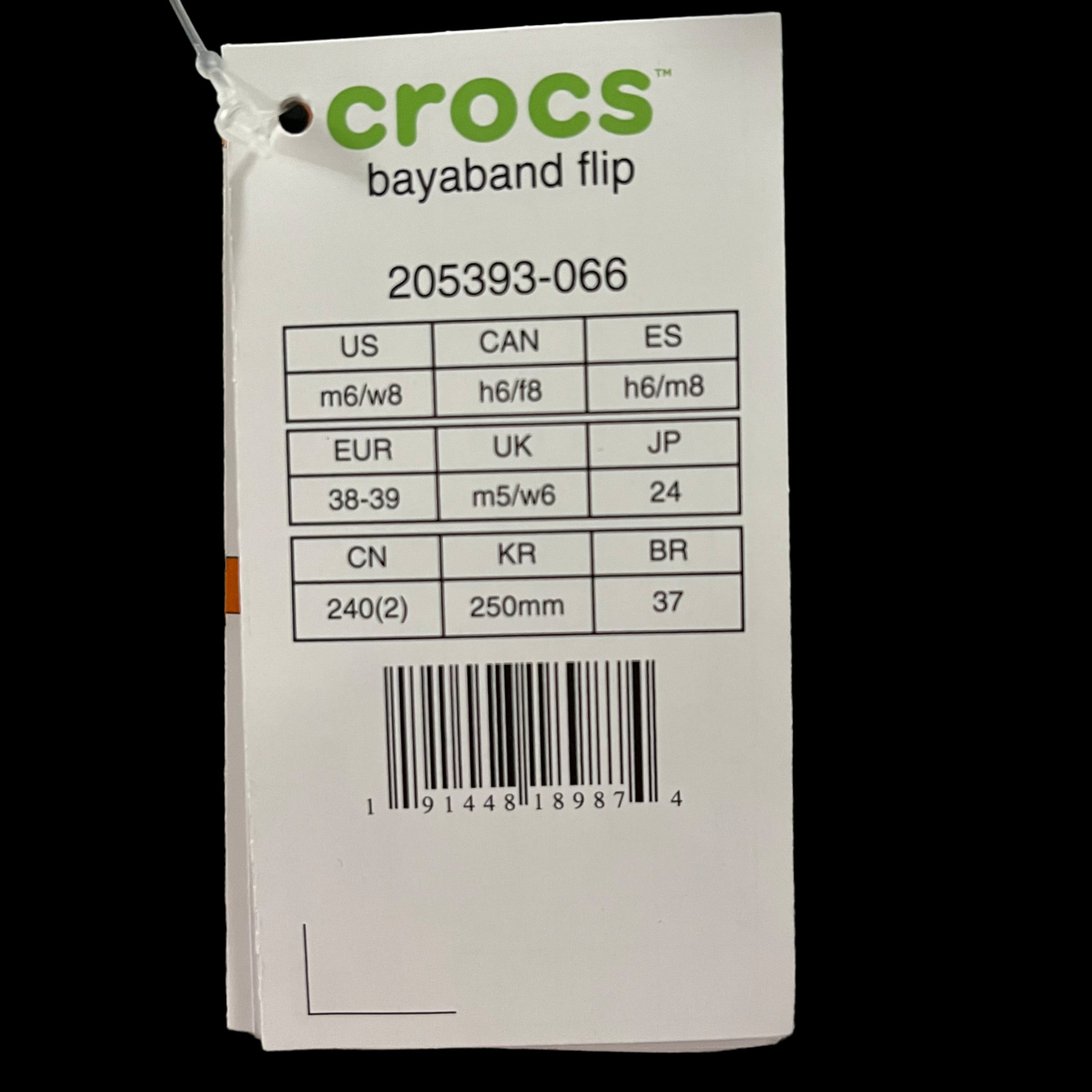 Crocs Bayaband Womens Flip Flop Sandals Size 8 – 9 Black & White Water Friendly