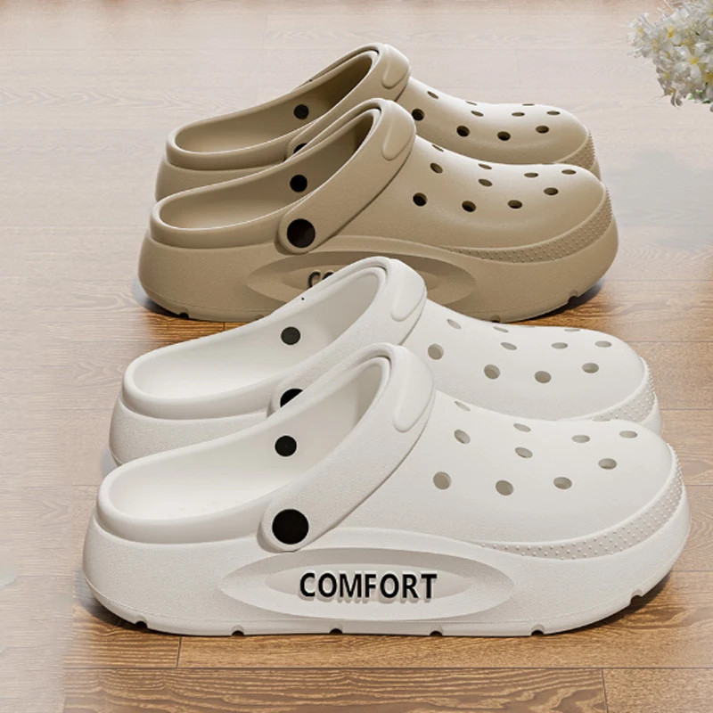 Women’s Men’s Slippers Summer Anti-slip Couple Hollow Covered Toe Indoor Outdoor