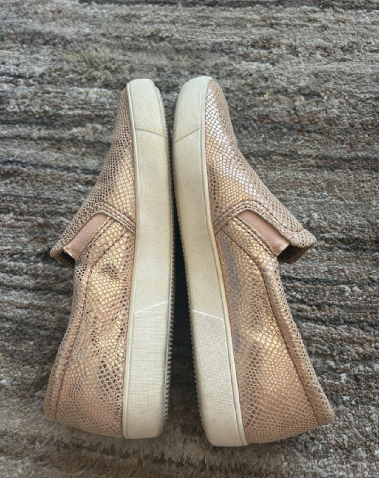Naturalizer Women’s Slip-On Low Top Sneakers Gold Leather Animal Print Embossed