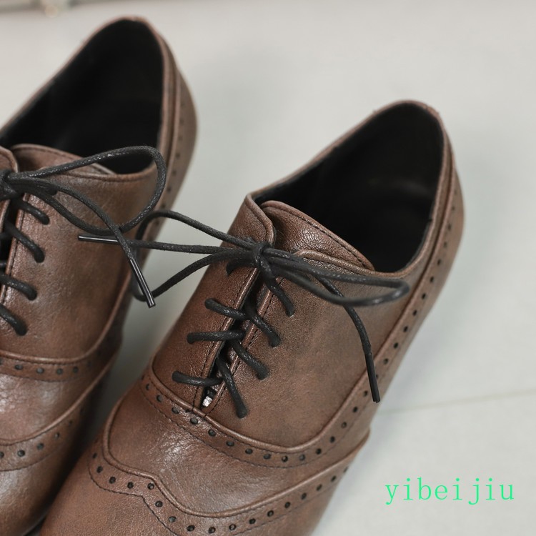 Spring Women’s Low Kitten Heel Wing Tip Lace Up Brogue Shoes Vintage Plus Size