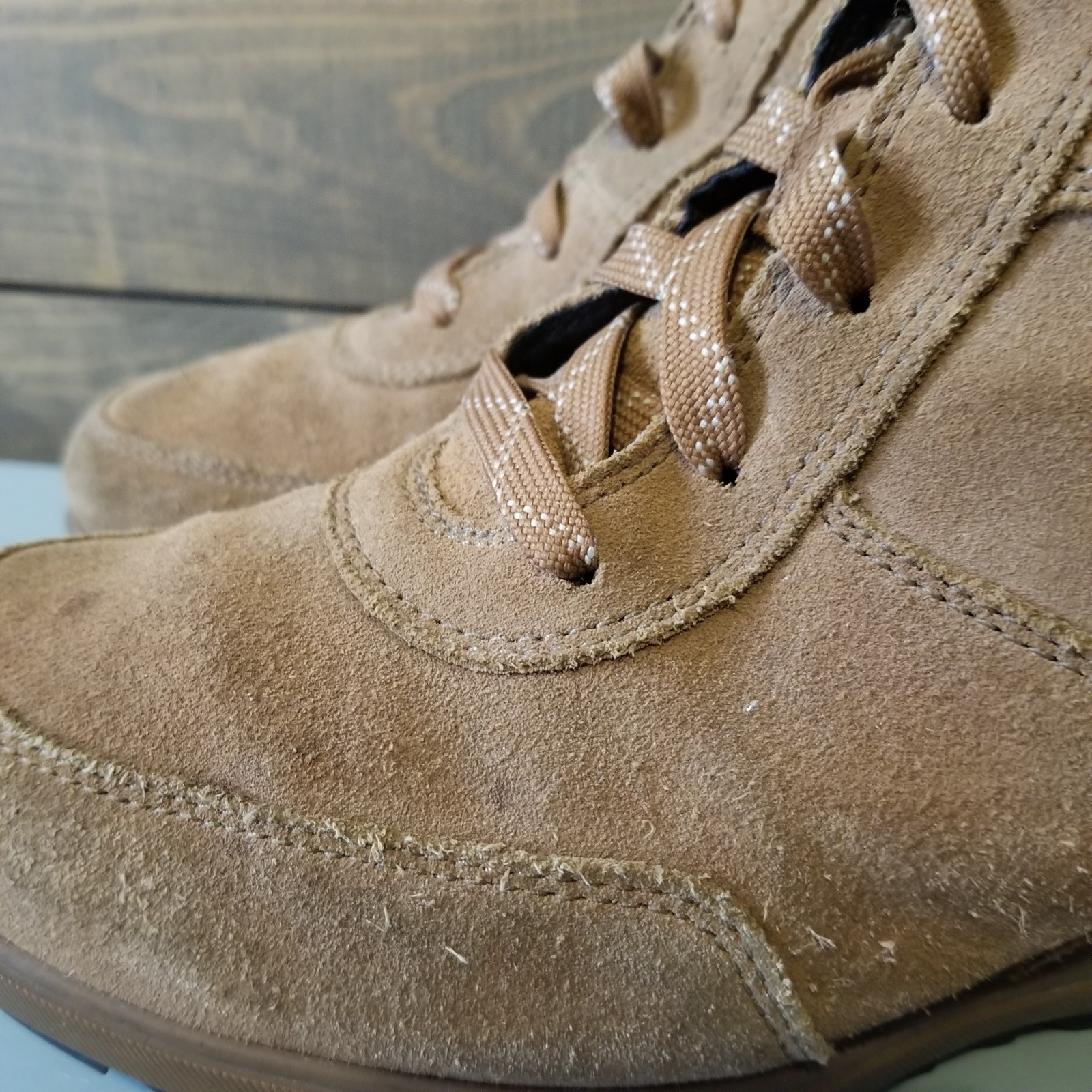 Sorel Evie Sport Wedge Heel Lace Brown Suede Booties Boots Womens Sz 8