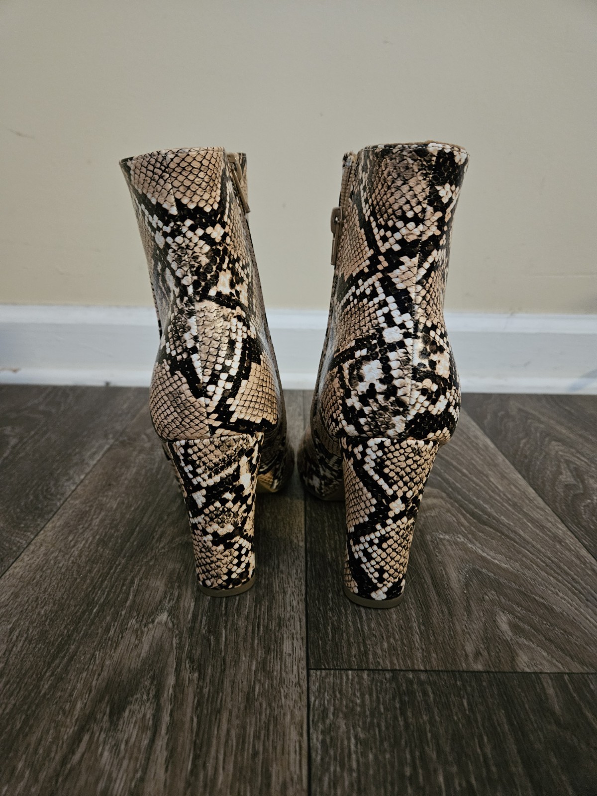 Fashion Nova Women’s Animal Print Peep Toe Booties, Size 8, Multicolor