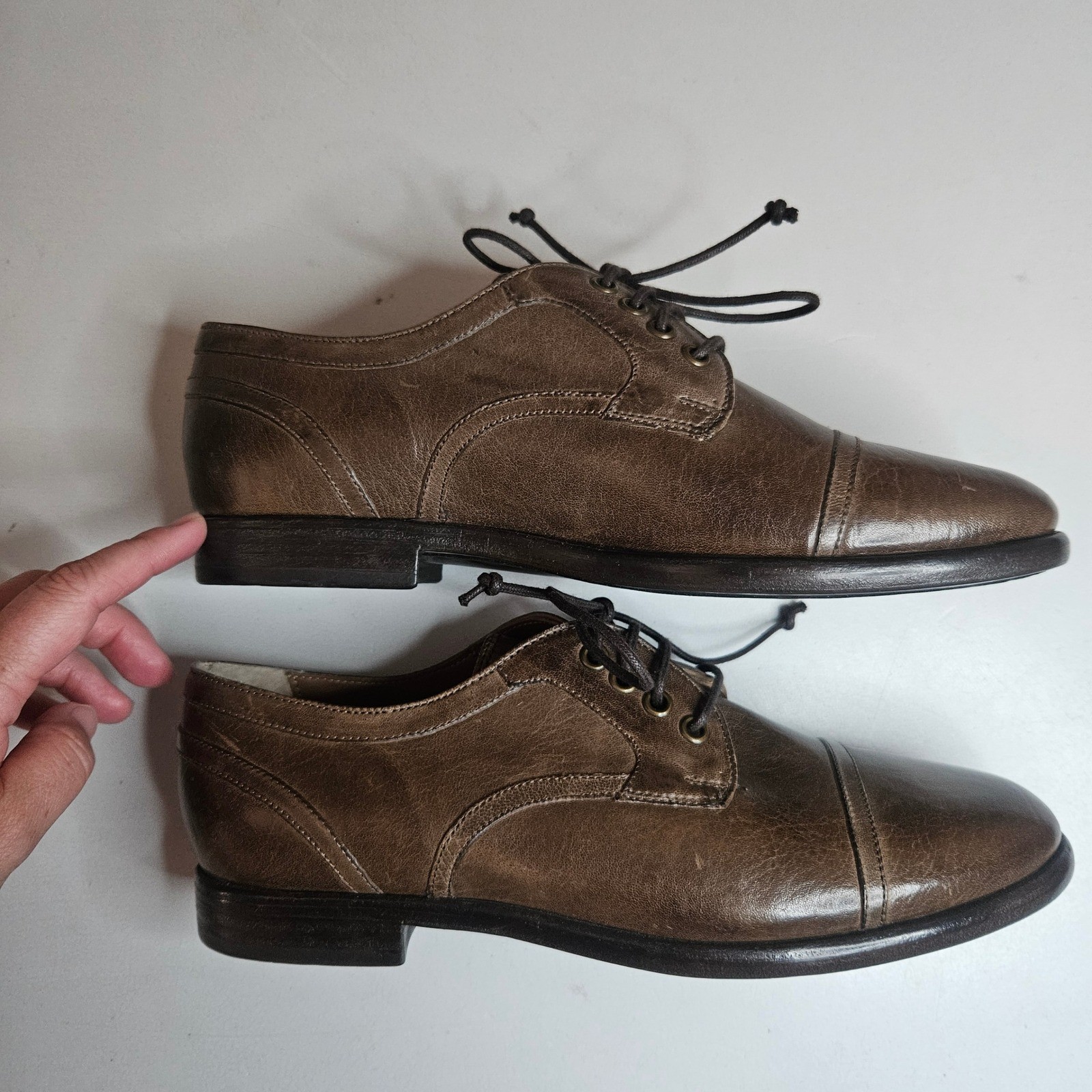 UGG Collection Made in Italy Womens Brown Leather Shearling Lined Oxford Shoes 9