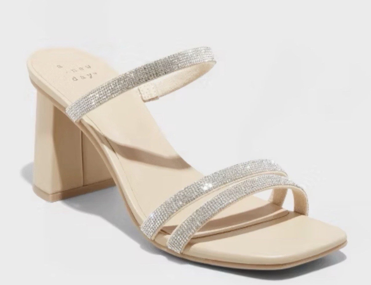 A New Day Women’s Stacy Mule Heels Size 8M Bling Open Toed Block