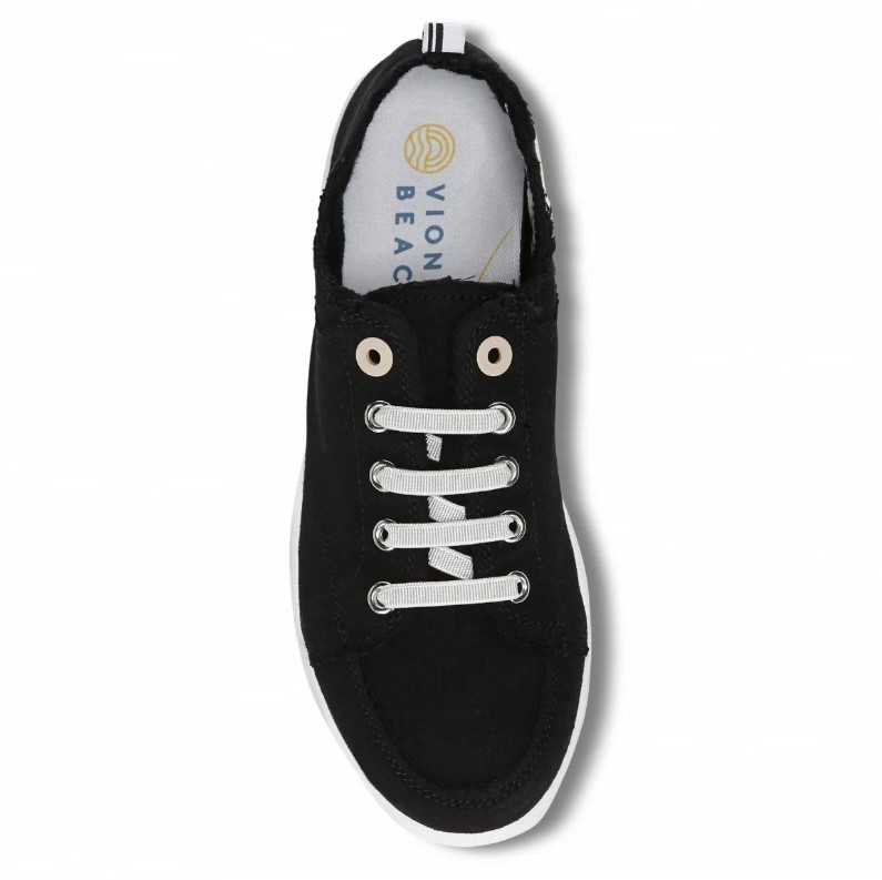 VIONIC Women Beach Pismo Casual Sneaker: Canvas, Black Canvas (NEW)