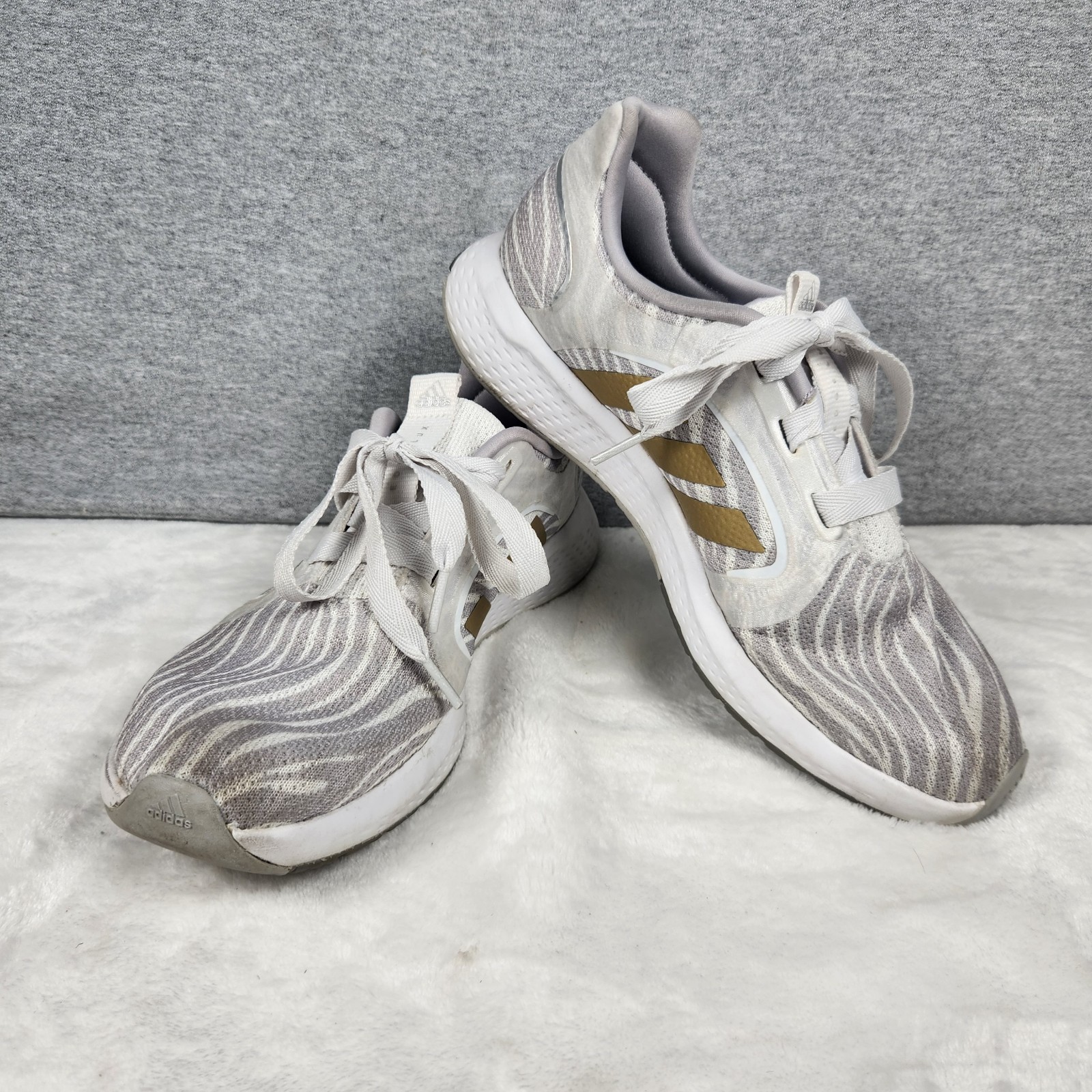 Adidas Bounce Edge Lux Women’s Running Shoes White/Gray Zebra Striped Size 9.5