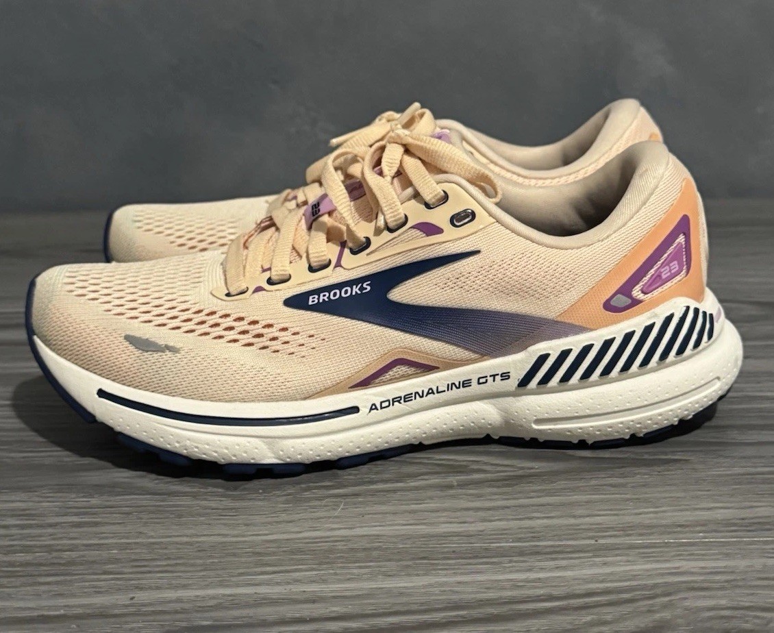 Brooks Adrenaline GTS 23 1203811B795 Apricot Orange Blue Running Shoes Women 6.5