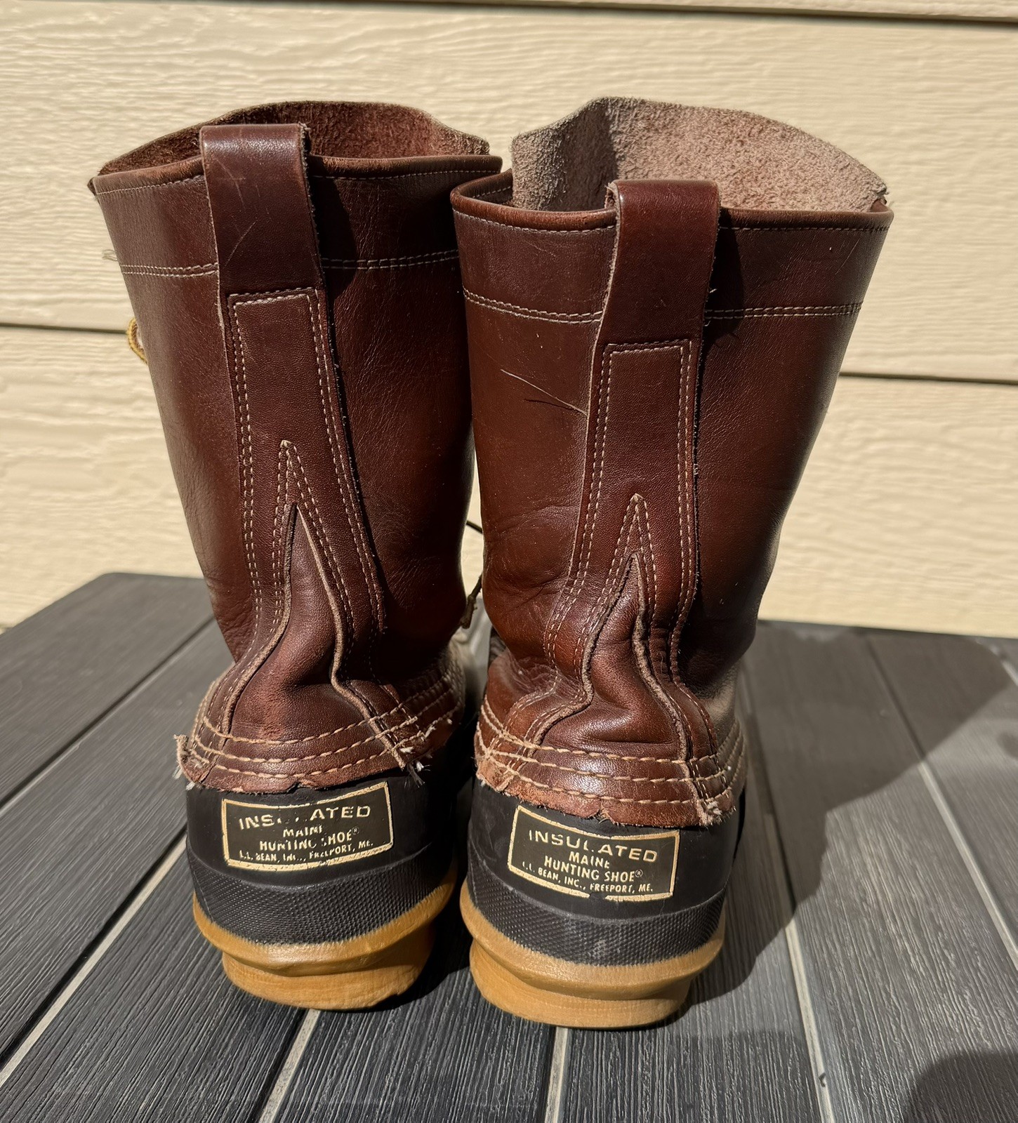 VTG LL Bean Maine Duck Boot Hunting Shoe Womens 9 Brown Leather 9” Lace Up USA