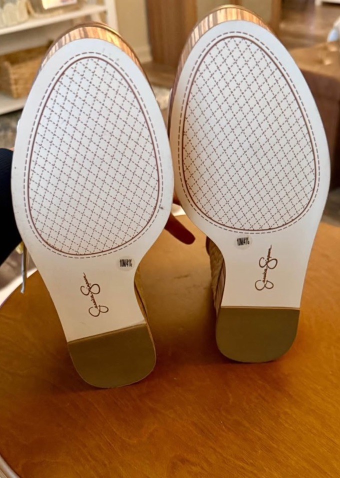 Jessica Simpson Women’s White Platform Wedge Sandals Ankle Strap Buckle 10