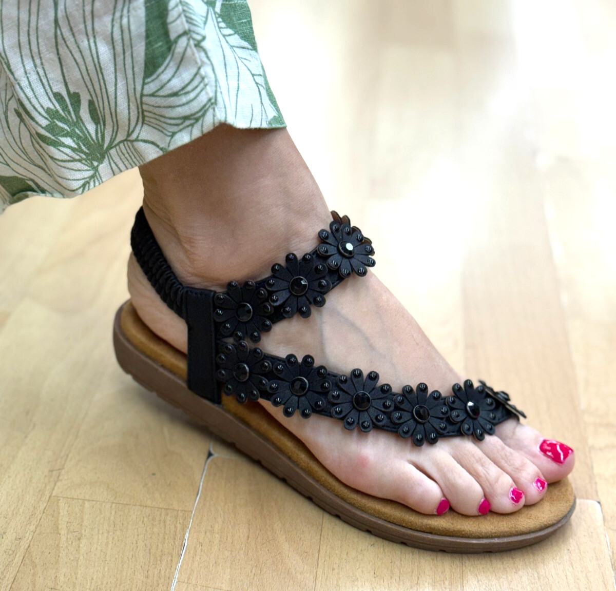 Atalina DD1166 Slip On Embellished Toe Ring Sandals Choose Sz/Color