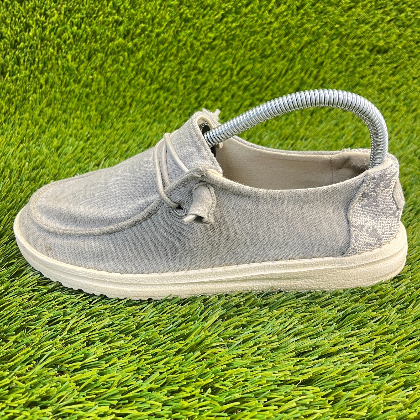Hey Dude Wendy Stretch Fleece Womens Size 7 White Gray Walking Shoes Slip Ons
