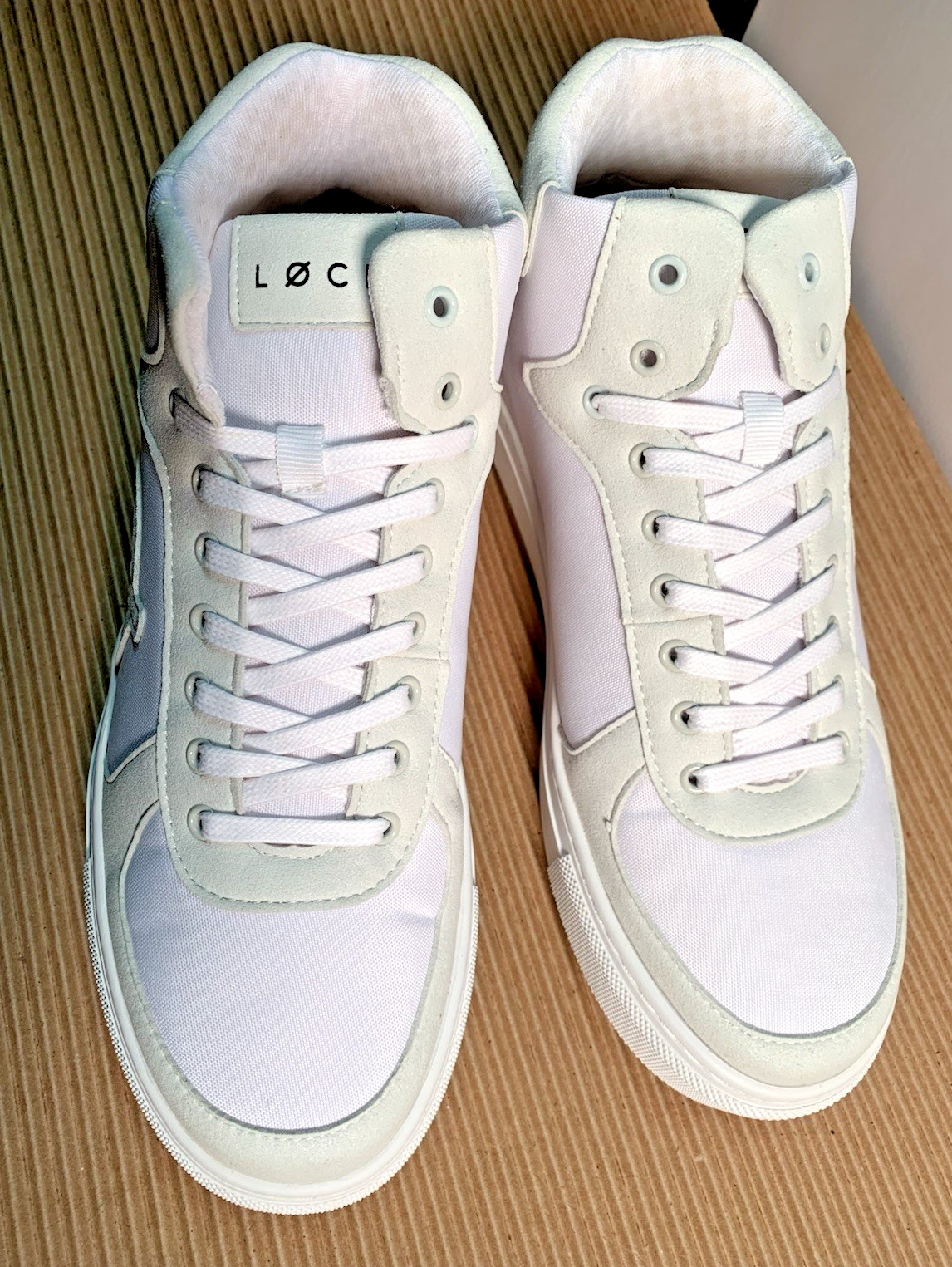 LOCI ELEVEN UNISEX HIGH TOP SNEAKERS White/Natural US Men 5 Women 6.5 EU 37 UK 4
