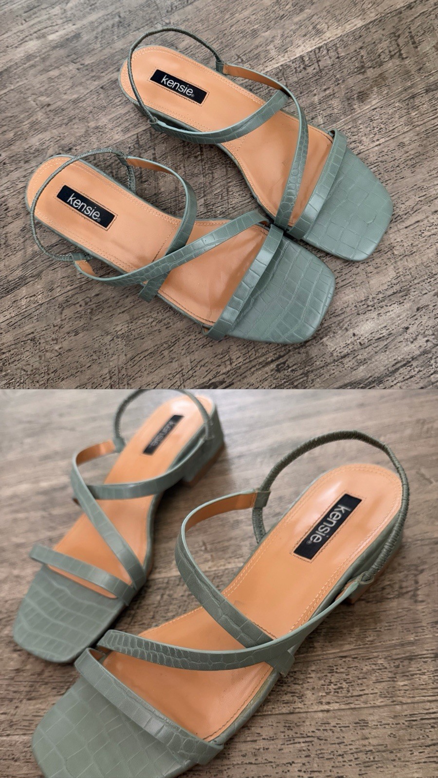 Kensie Light Green Colored Flat Sandals With Block Heel Women’s Size 7