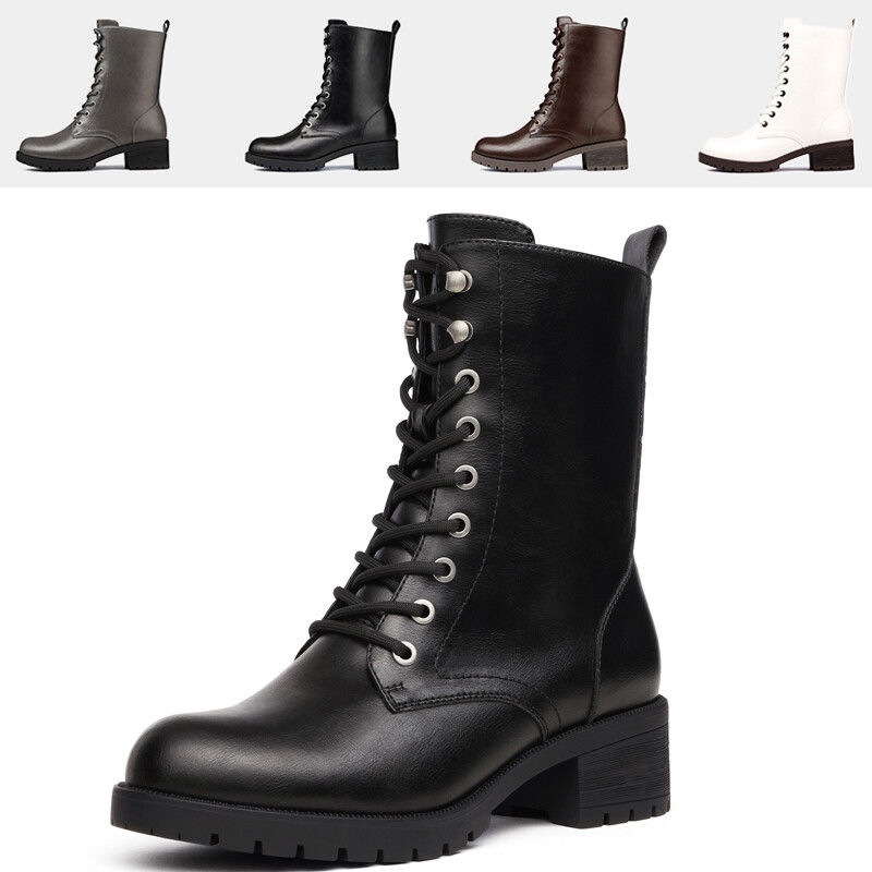 DREAM PAIRS Womens Lace-up Combat Boots Mid-calf Winter Boot Shoes Size 5-11