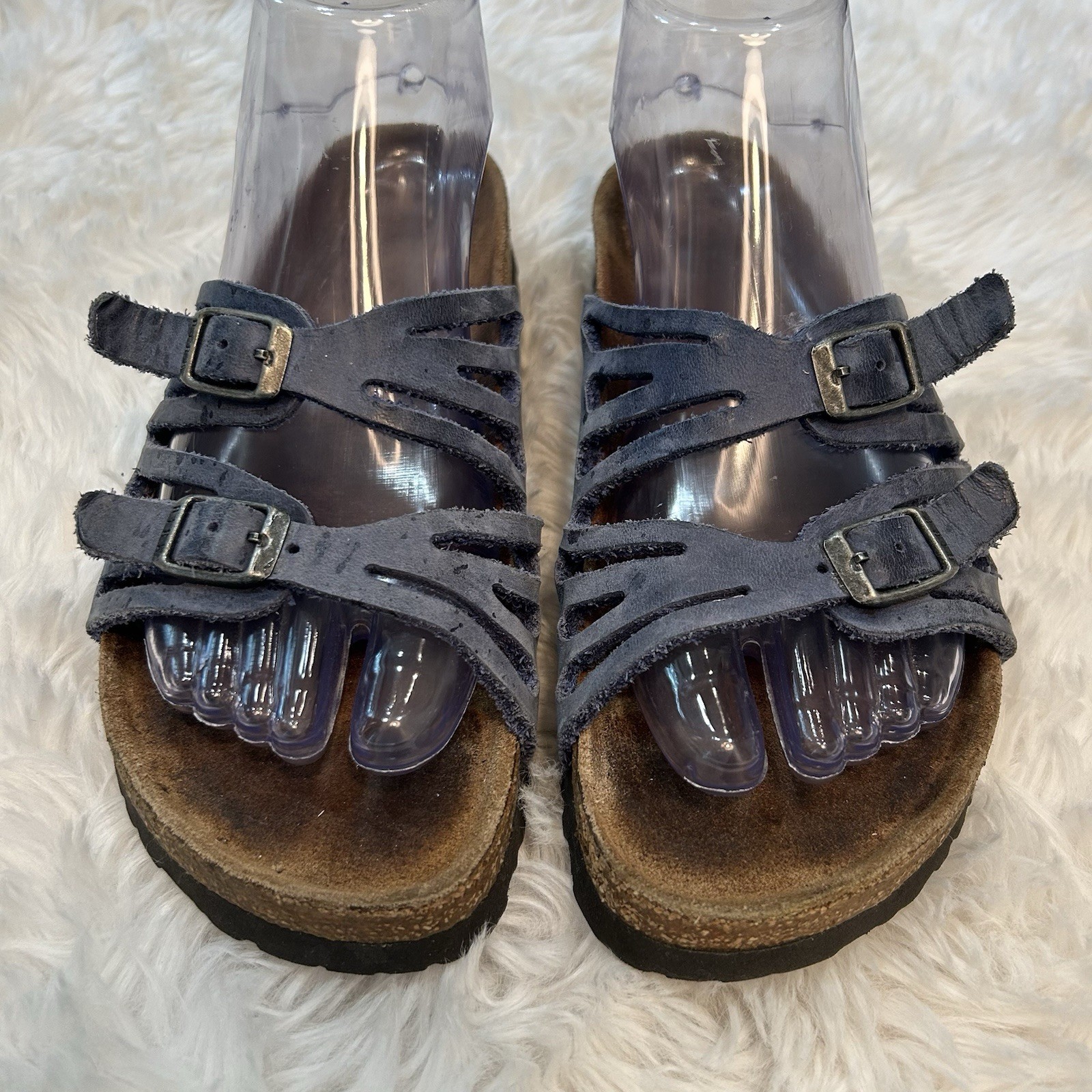 Birkenstock Granada 37 Sandals Two Strap Slides Women’s Size 6-6.5 Narrow Blue