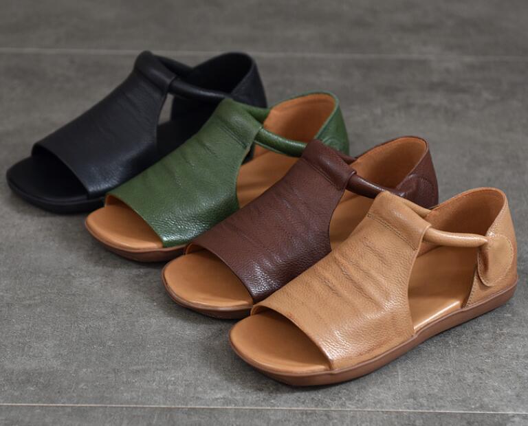 Women’s Gladiators Open Toe Cow Leather Sandals Flats Comfort Oxfords Ankle Boot