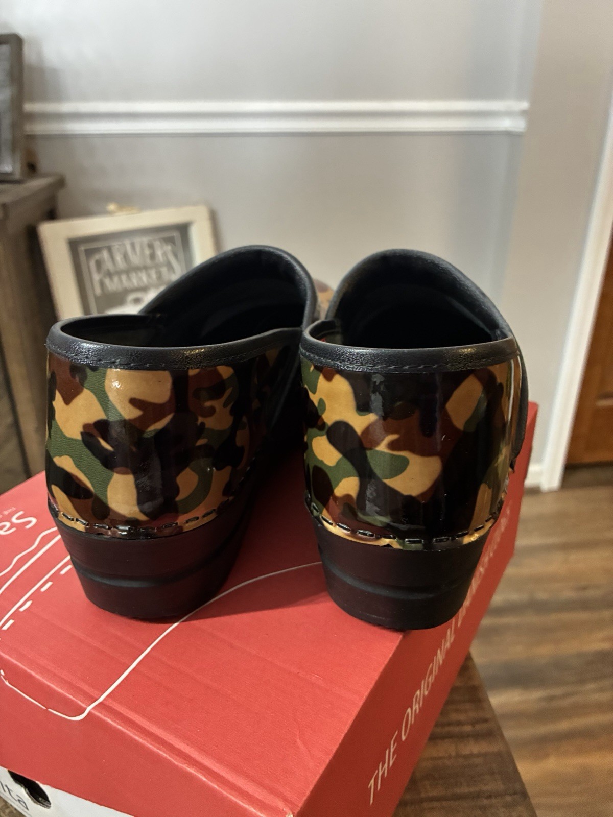 Sanita Professional Scout Camouflage Leather Clogs Comfort Slip Resistant US 9