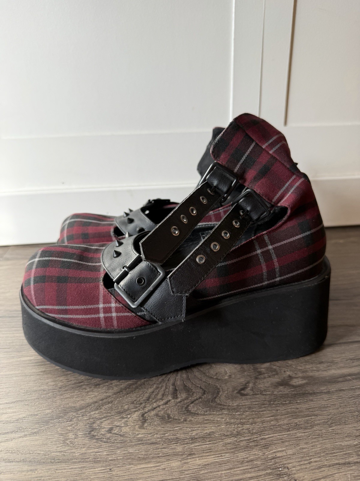 Killstar Bloody Maryjane’s Blood Tartan Size 10 As Is Check Pictures